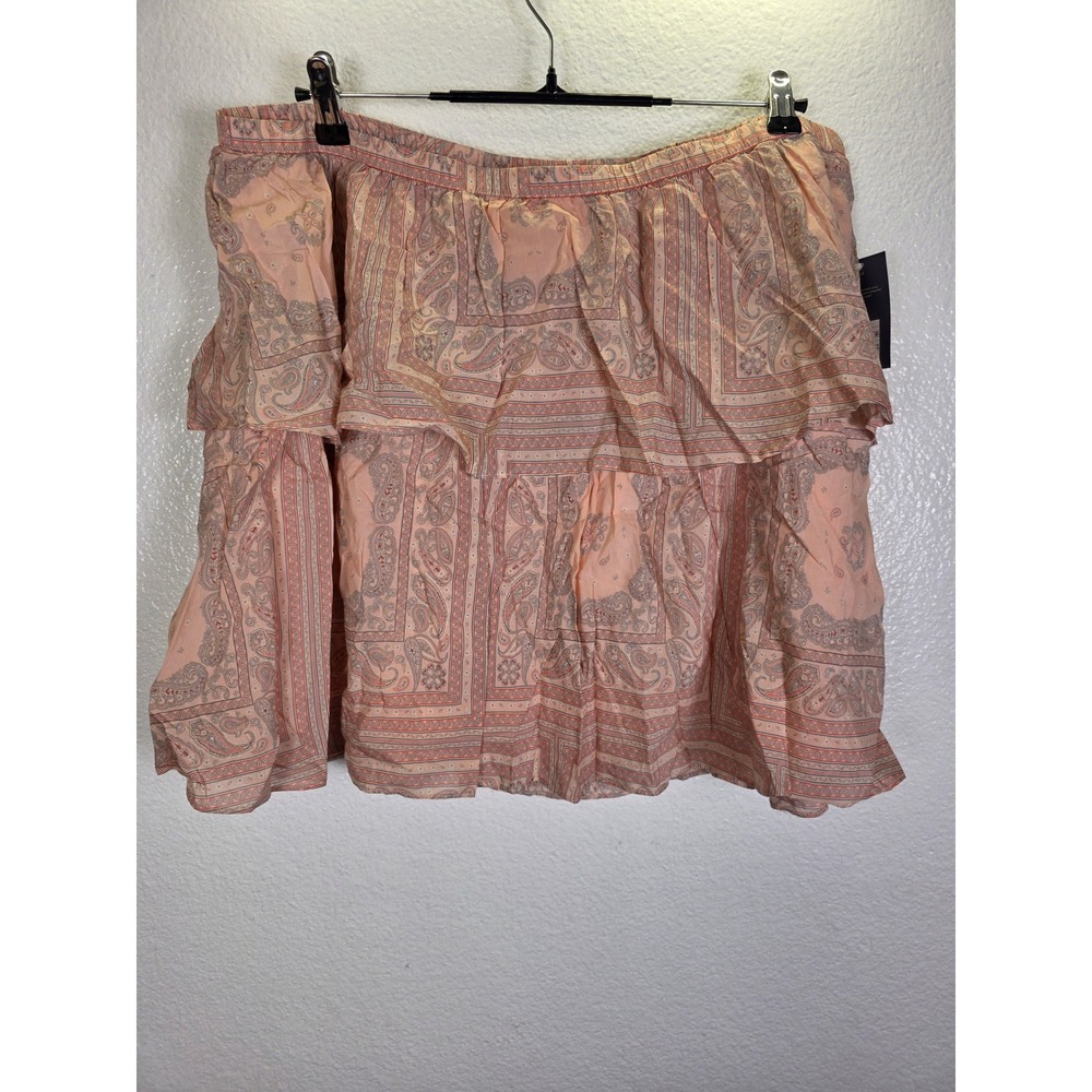 Universal Thread Pink Bandana Paisley Tiered Mini Skirt XXL Boho Ruffle
